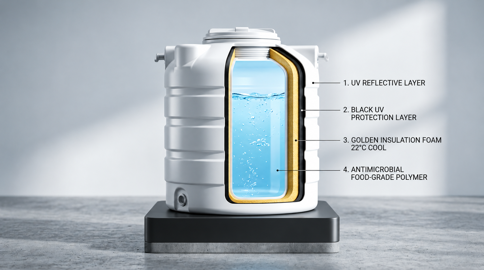 Penna 4-Layer Foam Tank Cutaway Anatomy